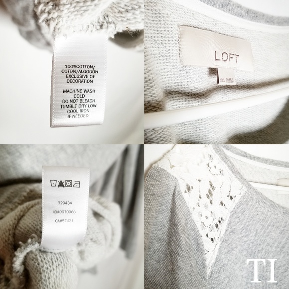 Ann Taylor LOFT Gray Lace Detail Sweater - Picture 6 of 6